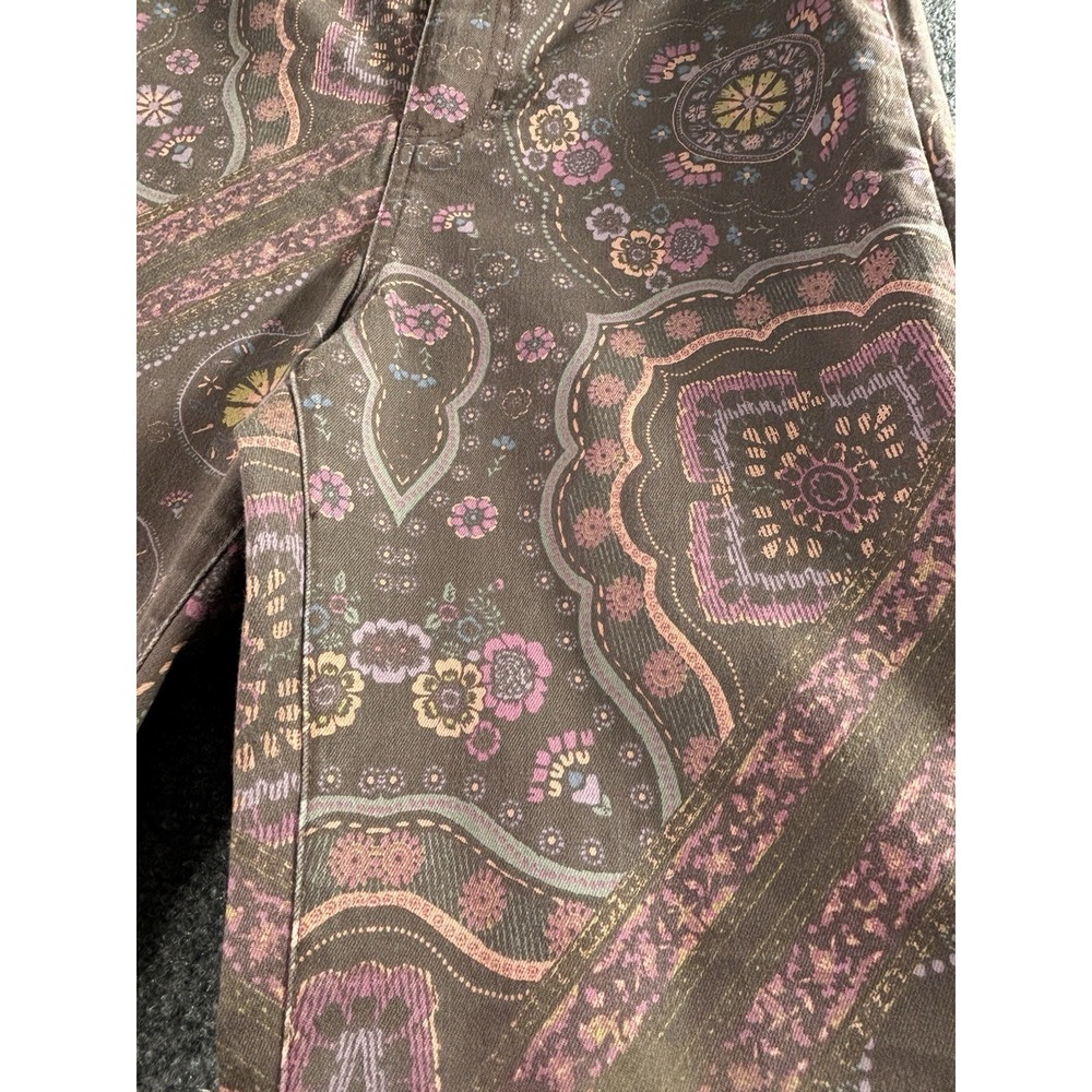 NWT Free People Just Float On Super Flare Stretch Pink Paisley Jeans Bell Bottom - Picture 3 of 10